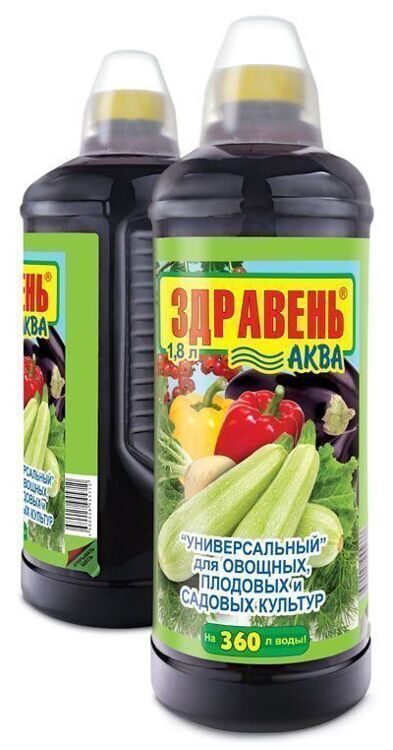 «Здравень Аква универсальный для овощных, плодовых и садовых культур», бутылка с мерным стаканом