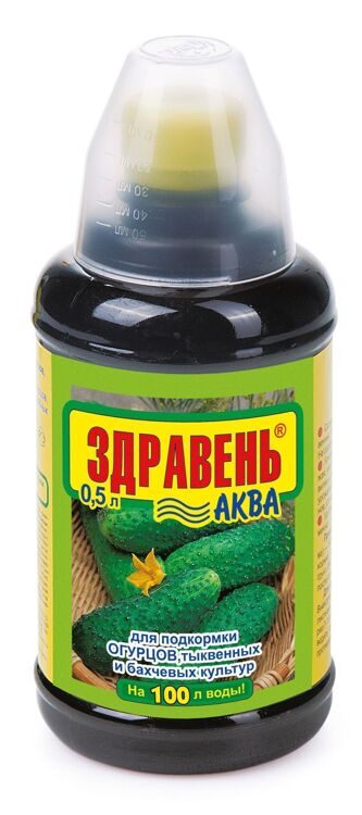 «Здравень Аква для огурцов», бутылка с мерным стаканом